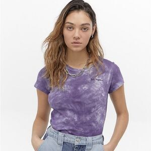 URBAN OUTFITTERS iets frans baby tee tie‎ dye purple short sleeve crop top S